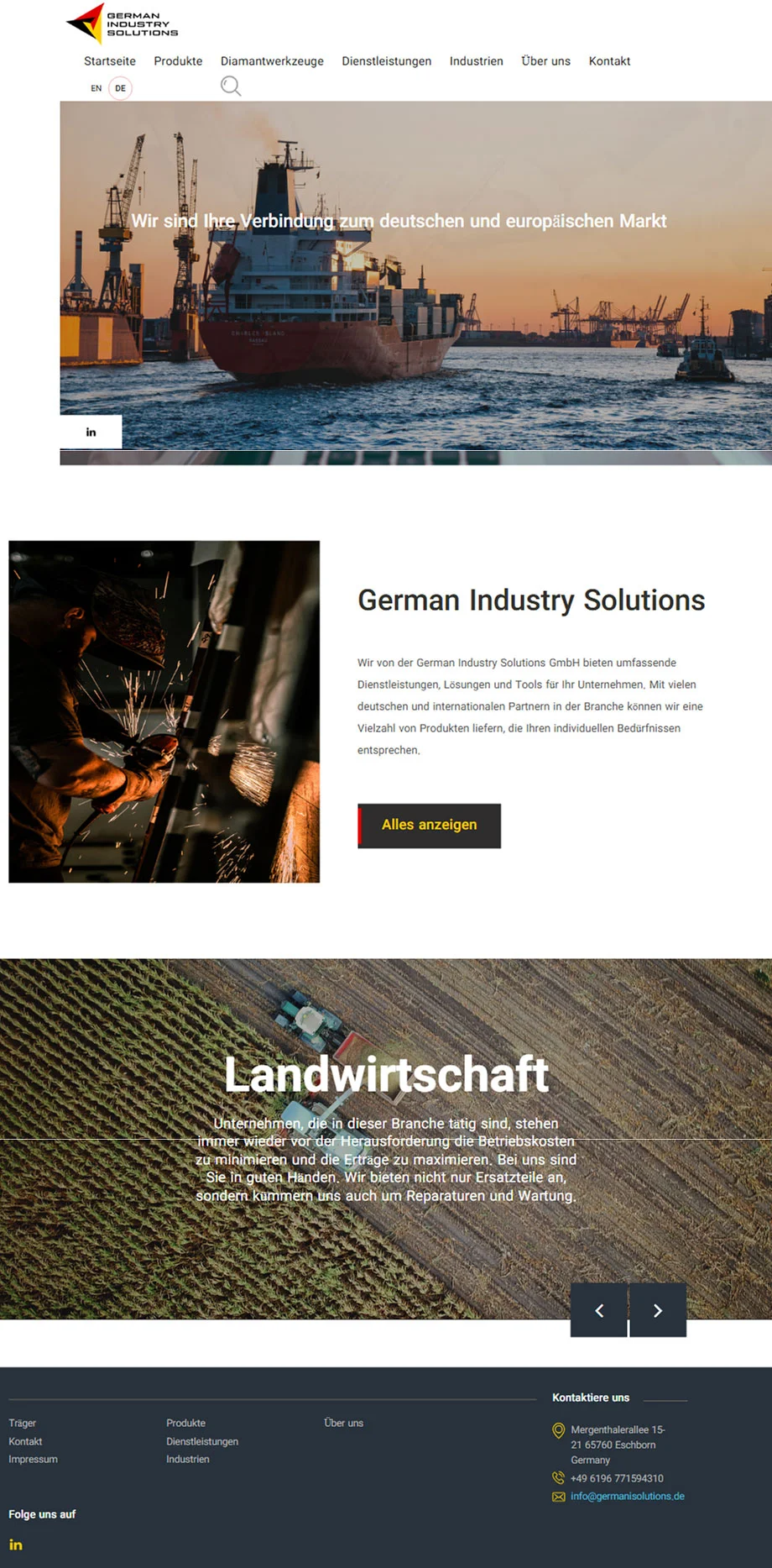 Gestaltung und SEO der Website German Industry Solutions